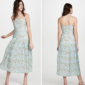 AMUR Hiyori Dress - blue floral strapless maxi dress (size 0)